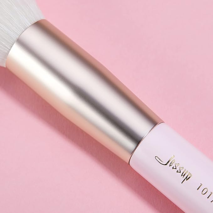 Jessup Makeup Brushes Set Professional, 25PCS Pink Premium Natural Powder Foundation Eyeshadow Blending Concealer Blusher Highlight Labeled Brushes, T290