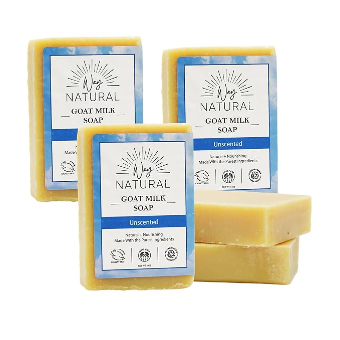 Goat Milk Soap Bar (Bulk, 5 Pack) - Unscented Bar Soap for Men & Women - Natural, Handmade w/Real Milk - Dry, Sensitive Skin, Hands/Body - Gentle, No Dyes - (Large, 5oz)
