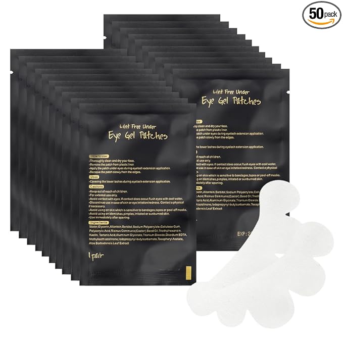 100 Pairs Eye Under Gel Pads Eyelash Extensions Patches,Lash Extension Lint Free Under Hydrogel Eye Mask Pads Beauty Tools (Black)