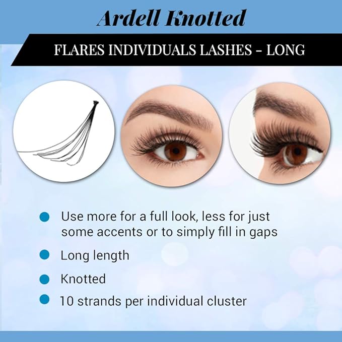 Ardell Individual Lashes Flair Long Black – Knot-Free Natural Lash Clusters, Cluster Eyelash Extensions for Natural Volume & Length, DIY Lash Extensions, 4 Pack
