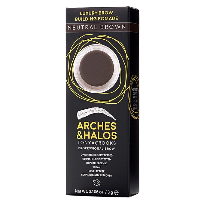 Arches and Halos Luxury Brow Building Pomade - Vegan Eyebrow Pomade - Creamy, Long Wearing Color for Clean, Defined Brows - Neutral Brown - 0.1 oz
