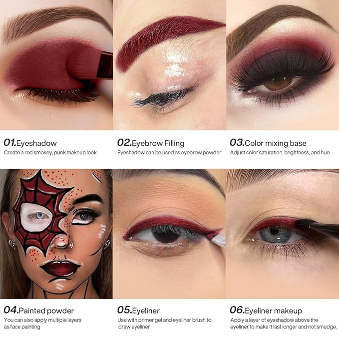 Burgundy Eyeshadow Single Palette with Applicator – Elegant Matte Red Shades for Timeless and Sophisticated Makeup Looks High-Pigment, Long-Lasting, Waterproof Formula - 07