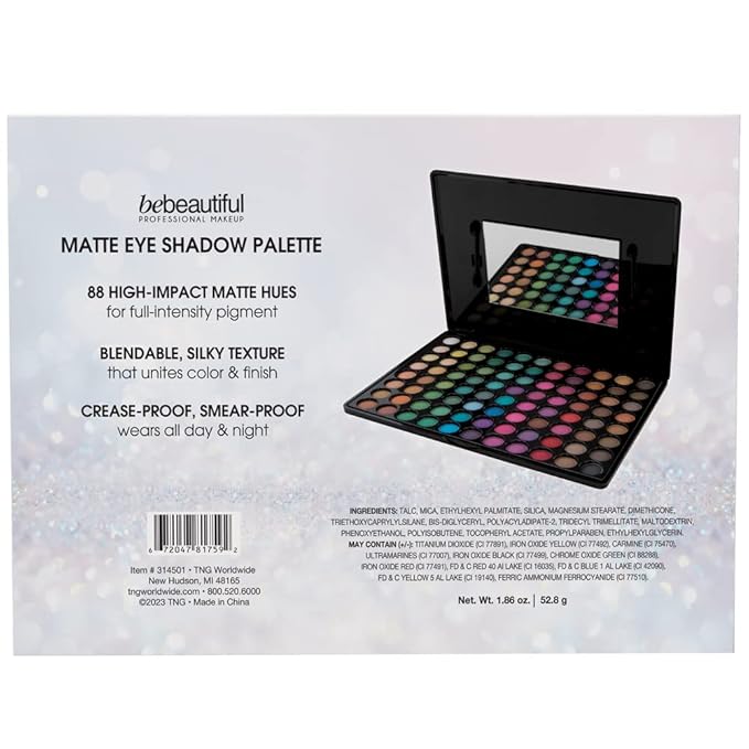 ForPro Professional Collection Bebeautiful Professional Makeup Eyeshadow with Applicators, 88-Color Palette, Matte