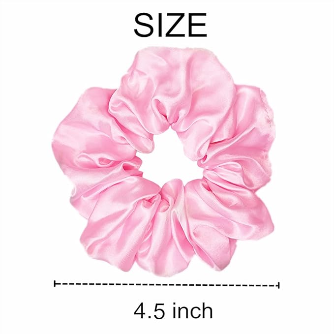 Sufermoe 6 Pcs 4.5 Inch Satin Silk Hair Scrunchies, Light Pink Elastic Hair Ties for Women and Girls, Hair Accessories for Different Hairstyles and Occasions