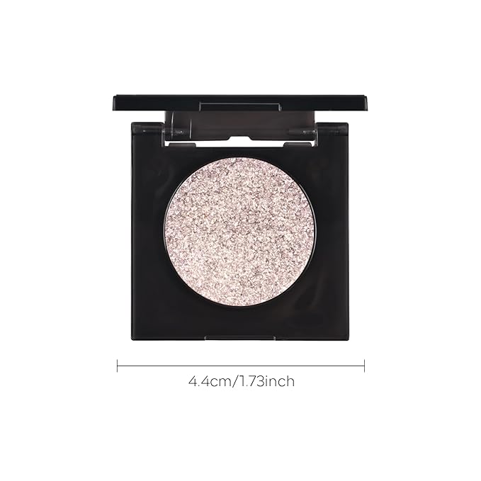KYDA Glitter Eyeshadow Single, Sparkling Silver Platinum Eyeshadow, Lasting Shimmer Pearl Eyes Shadow, Soft Blendable Formula, High Pigment Eyes Glitter Makeup, Wet Look Effect, Platinum Cotton