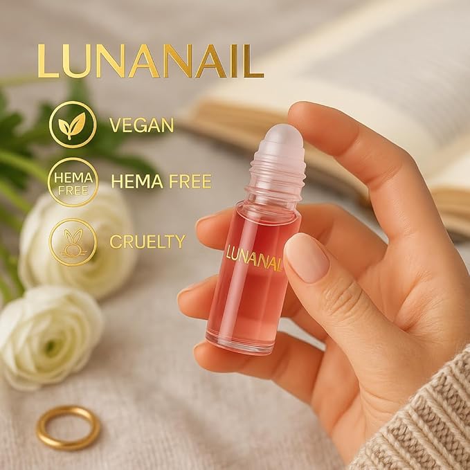Cuticle Oil for Nails & Growth, Roll-On | Vitamin E & Jojoba Nail Strengthener Serum | Deep Hydration for Dry, Damaged Cuticles | Overnight Repair Treatment | Vegan (Strawberry Crimson)
