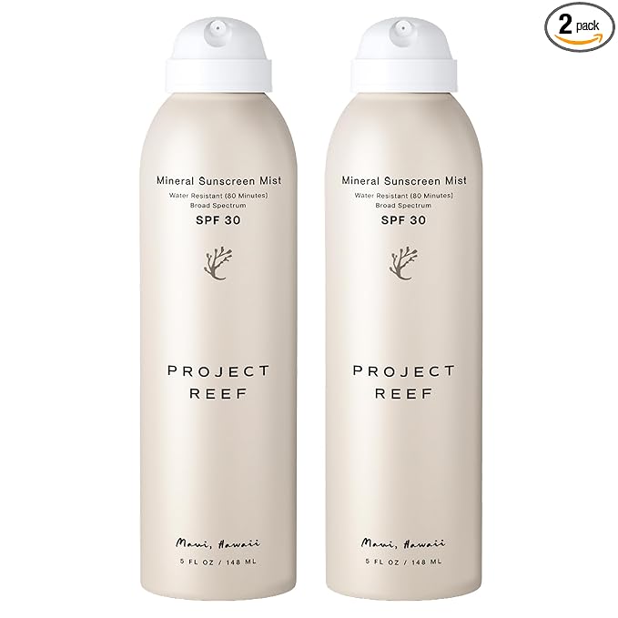 Project Reef SPF 30 Mineral Sunscreen Spray – Non-Aerosol, Reef-Safe Zinc Sunblock with Natural Ingredients for All Skin Types (Pack of 2)