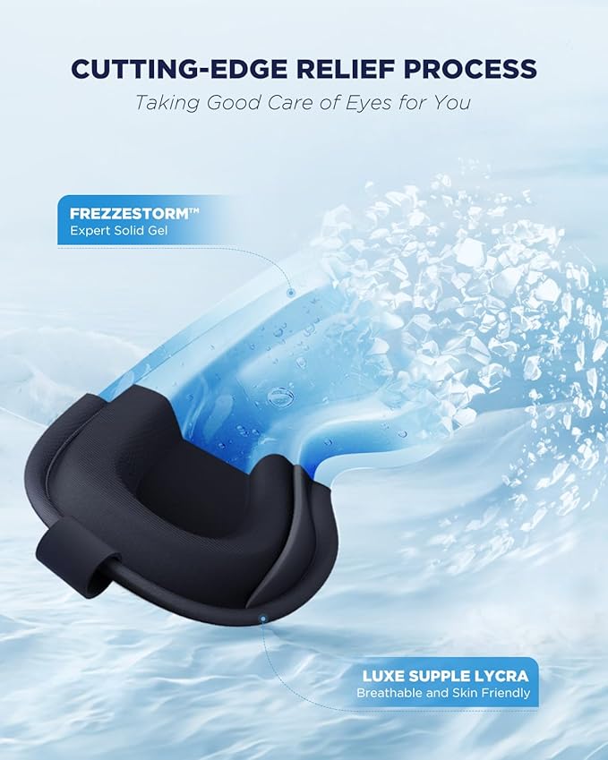 2 Pack 3D Cooling Gel Eye Mask - Reusable Cold Sleep Mask, Eyes Ice Pack with Hot & Cold Compress Therapy for Puffiness, Dark Circles, Dry Eyes, Headaches and Stress Relief (Black/Pink,2 Pack)