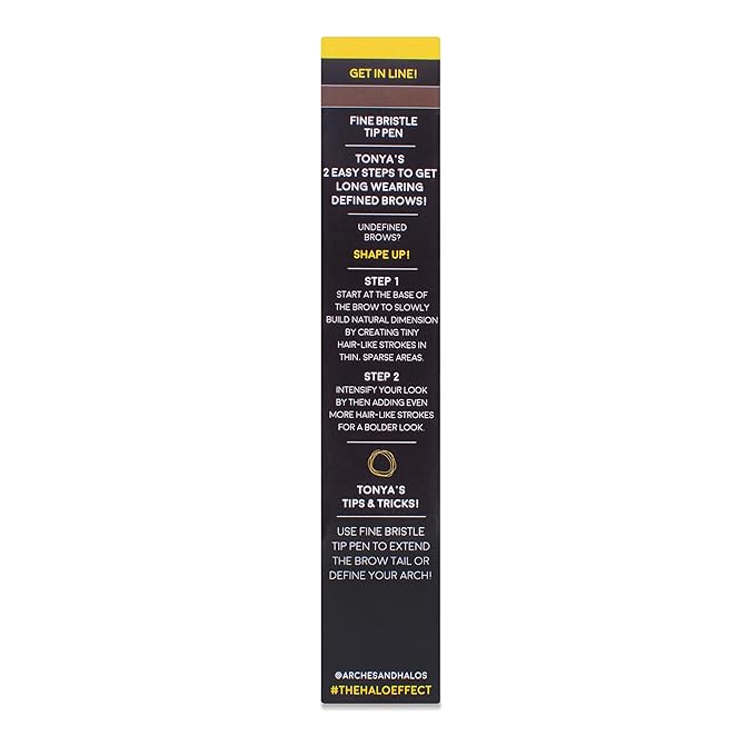 Arches and Halos Fine Bristle Tip Pen - Eyebrow Pencils for Women - Vegan Brow Pencil - Smudge-Proof, Buildable Formula - Dark Brown - 0.02 oz