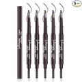 5 Pcs Ultimate Eyebrow Retractable Definer Pencils,Dual-Sided Natural Soft Textured Eyebrow Pencil, for Daily Look Eyebrow Makeup,Brow Brush,Fine Tip (3*Mudium Brown+2*Grey)