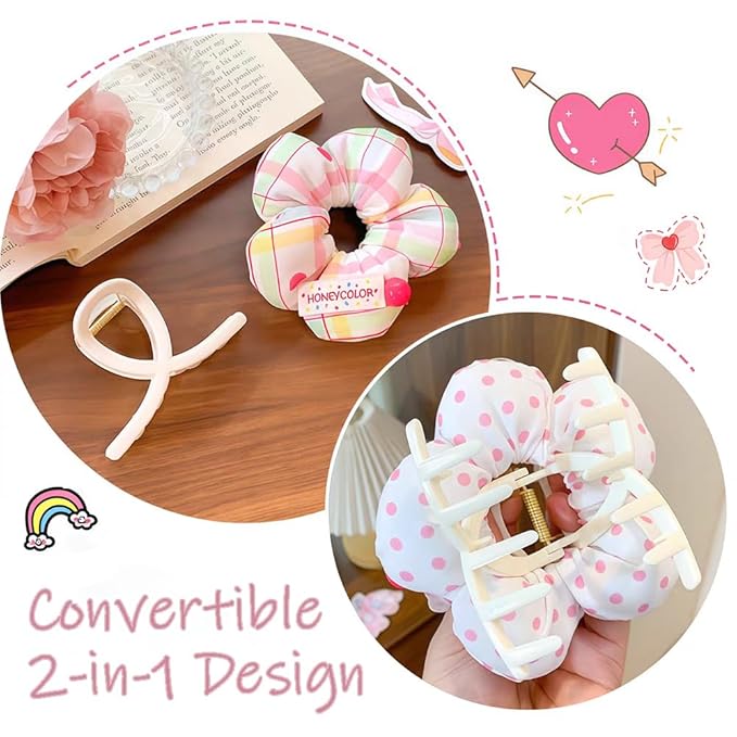 Ouliget Large Fabric Flower Claw Clip,Cute Oversized Hair Clip for Girls Women,Creative Hair Ties Ponytail Decorative Headwear for Christmas Party Decoration (Bule Flower)