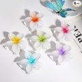 CHANDAT Flower Hair Clips 6 PCS Hawaiian Claw Clips for Vacation Hibiscus Hair Claw Clips Cute Large Hair Clips for Thick and Thin Hair Plumeria Hair Accessories for Women Girls -White Colorful