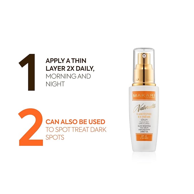 Makari Naturalle Carotonic Extreme Brightening Serum SPF15 (1.7 oz) 2-Pack | Helps Improve the Look of Blemishes & Uneven Areas | Brightening & Smoothing Serum with Antioxidant Support