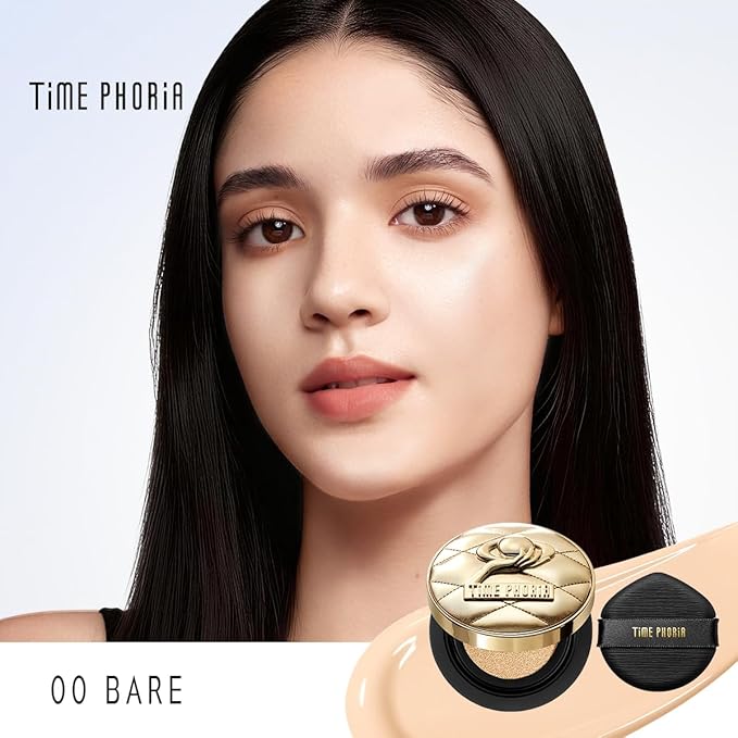 Timeless Utopia Glow Cushion Foundation 00 Bare - Radiant Glow Finish, Medium to High Coverage, Hydrating Peptide Complex, Lightweight Air Cushion, Long-Lasting Smooth Blurring Base Makeup
