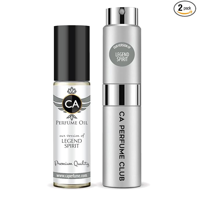 CA Perfume Duo Impression of Legend Spirit For Men Perfume Layering Set Mens Cologne Long Lasting Travel Size EDP + Body Oil Roll-On Bottle 0.27 Fl Oz+0.33 Fl Oz