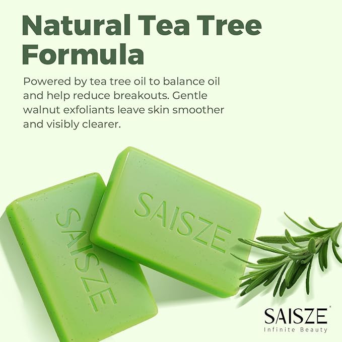Tea Tree Soap, Handmade Soap Bar for Face and Body, Cold Process, Soothing Hydrating Body Wash for Clear Healthy Skin 8 Ounce