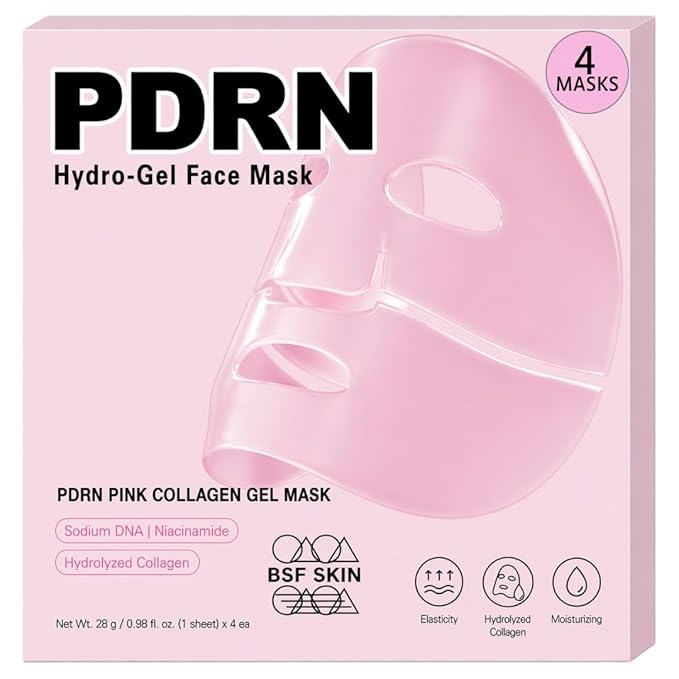 Salmon DNA PDRN Pink Collagen Jelly Hydrogel Face Mask | 11 Peptide Complex | Overnight Face Mask for Glass & Glowy Skin | Moisturizing, Firming, Hydrating & Elasticity Care (28g x4ea)