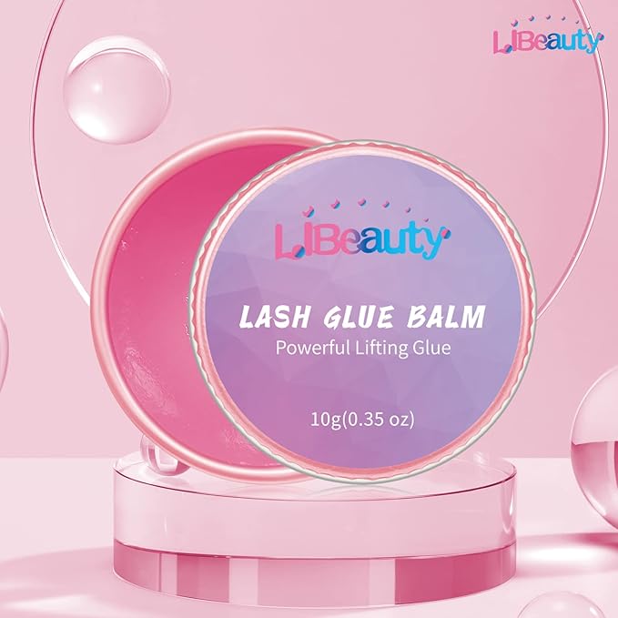 Libeauty Lash Lift Glue Balm Lash Lift Adhesive Strong Sticky Fruit Flavor Eyelash & Eyebrow Perm Glue Balm Brow Lamination Gel (Red Strawberry, 10g/0.35oz)