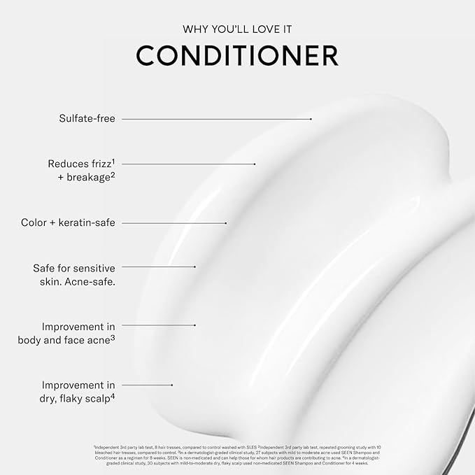 SEEN Conditioner Eco-Refill, Fragrance Free - Non-Comedogenic Hair Conditioner- Dermatologist-Developed - Safe for Sensitive, Eczema & Acne Prone Skin
