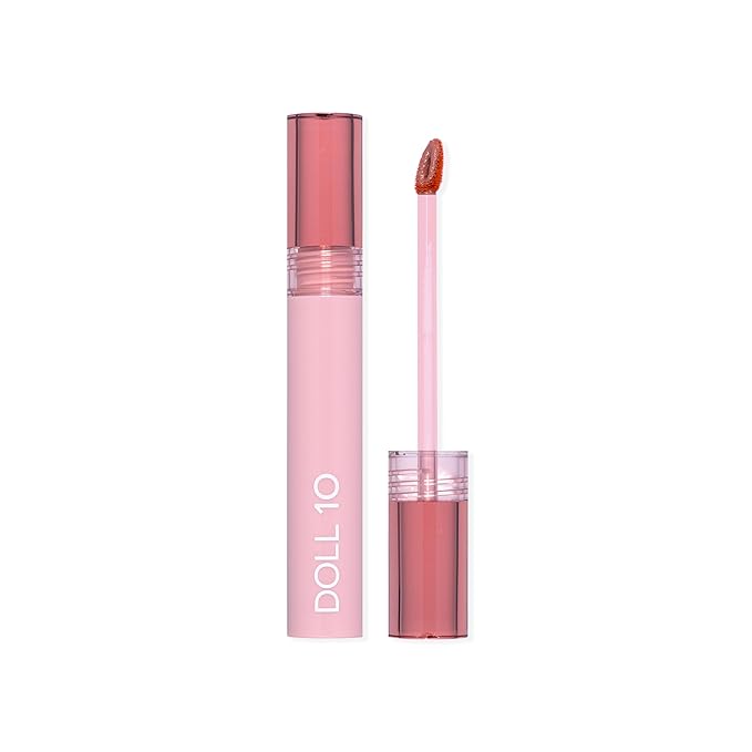 Doll 10 Peptide Plumping Satin Lip Stain – Hydrating Lip Tint w/Hyaluronic Acid & Peptides - Long-Lasting, Lightweight, Semi-Matte Finish- Clean -Cruelty/Paraben Free- .11oz [Satin Mocha/Warm Nude]
