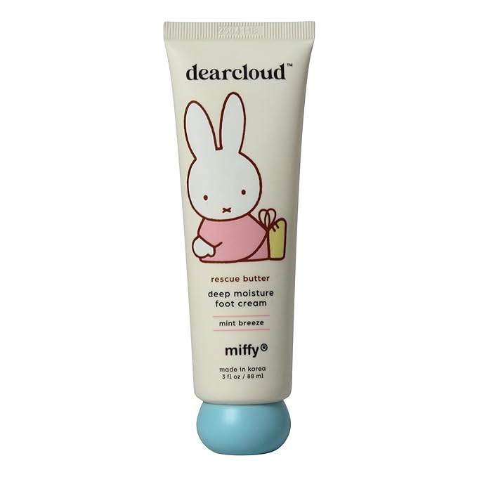 dearcloud Miffy Rescue Butter Foot Cream – Cracked Heel Repair Cream with Shea Butter, Urea, Peppermint Oil & Allantoin – Korean Foot Cream - 3 fl oz (Mint Breeze)