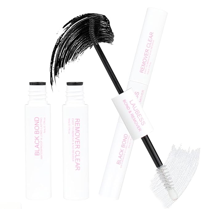 Lash Glue for Eyelash Clusters LAUBESS Lash Bond and Remover 2 in 1 Lash Cluster Glue 10ml Adhesive Eyelash Glue Lash Remover for Lash Extensions Home Use