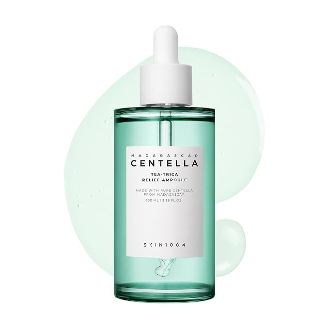 SKIN1004 Tea-Trica Relief Ampoule, 3.38 fl.oz,100ml, Korean Face Serum with Cica & Tea Tree, Facial Serum with Madagascar Centella, Hydrating & Calming Ampoule for Soothing Effect, Korean Skin Care