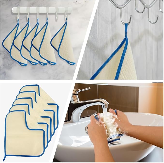 Blue Frame Face & Body Wash Cloths - Exfoliating Towel 5Pack