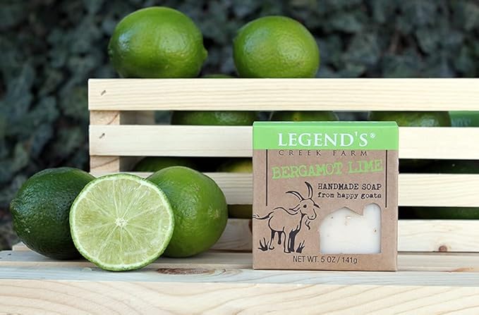 Legend's Creek Farm Goat Milk Soap - Cleansing Moisturizing Bar for Hands and Body - 5 Oz Creamy Lather, Nourishing, Gentle Natural Soap for Sensitive Skin (Bergamot Lime, Pack of 1)