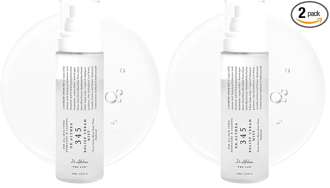 Dr.Althea 345 Relief Cream Mist | Hydrating Facial Mist with Rice Extract | Soothing Care for Sensitive Skin | Vegan Korean Skincare, 3.38 Fl Oz (Pack of 2)