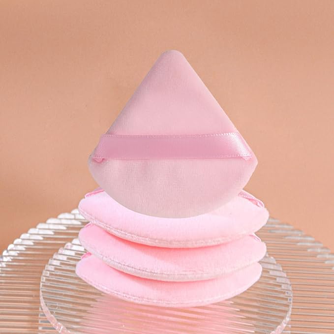 24 Pcs Triangle Powder Puff, Cotton Makeup Puff, Washable Face Powder Puff for Women Girls (24LP)