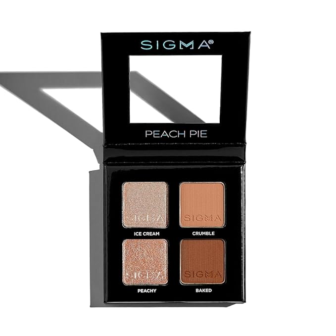 Sigma Beauty Peach Pie Eyeshadow Quad — Makeup Eyeshadow Quad with a Buttery Soft Formula and Buildable, Blendable Shades for a Flawless Eye Look, Designed for All Day Wear