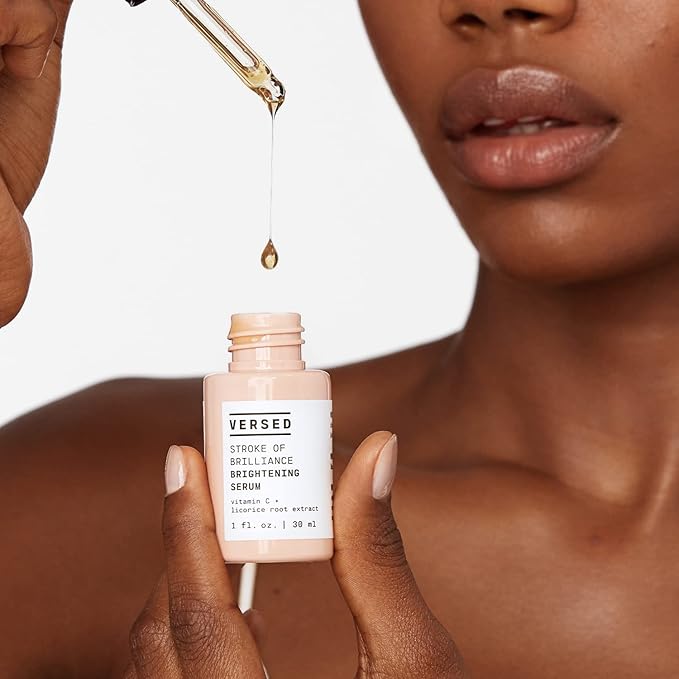 Versed Stroke of Brilliance Brightening Serum - Discoloration Correcting Serum with Vitamin C + Licorice Root to Even Skin Tone - Firming, Hydrating, and Strengthening Skin Care - Vegan (1 fl oz)