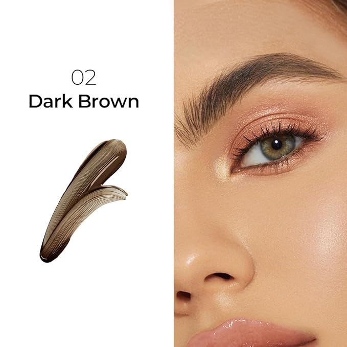 SACE LADY 24H Lock Eyebrow Gel, Waterproof Brow Gel Brown with Built-in Brush, Long-Lasting Natural Pigmented Eye Makeup for Women (02 Dark Brown)