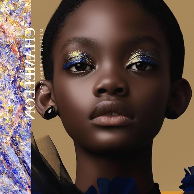 DE'LANCI Duochrome Golden Yellow Shimmery Pressed Eyeshadow, Multi-Dimensional Gold Blue Glitter Eyeshadow, Easy to Wear Chameleon Eye Shadow, Crease Resistant Waterproof Duo Chrome Eye Shadow, 12