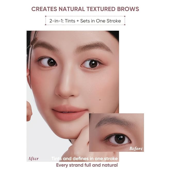 JUDYDOLL 2 IN 1 Eyebrow Mascara,Waterproof Eyebrow Makeup for Natural Feathered Brows，Smooth Clump-Free Formula, Natural, Long-Lasting, for Beginners (01 Natural Brown)