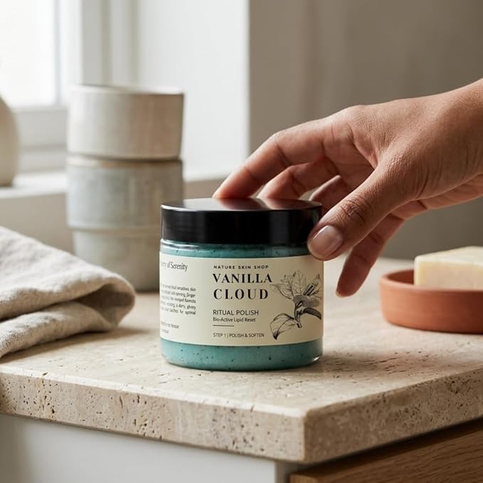 Nature Skin Shop Vanilla Cloud Spun Sugar Whipped Polish – Luxurious Whipped Exfoliating Body Scrub, 8oz
