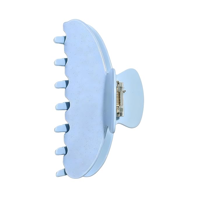 Durable Acetate Hair Clips - 4-Inch Sequin Blue Claw Clips for Fine and Thick Hair (Sequin Blue)