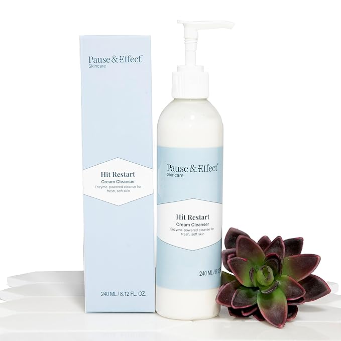 Pause & Effect Gentle Enzyme Cleanser for Menopausal Skin, Removes Makeup and Sunscreen, Hydrating Face Wash with Green Tea Antioxidants for Sensitive or Dry Skin
