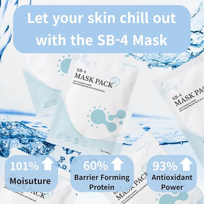 SB-4 PDRN Revitalizing Sheet Mask (5 Sheets) – Unbleached Pure Cotton Mask for Barrier Repair, Long-Lasting Hydration, Acne & Redness Relief, and a Plump, Calm, Balanced Complexion