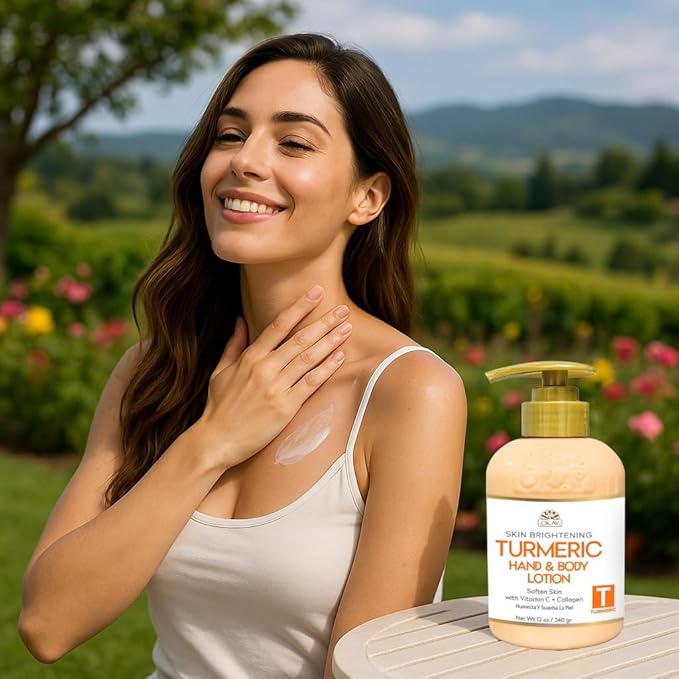 OKAY Turmeric Skin Brightening Body Lotion 12oz – Dark Spot Corrector with Vitamin C & Collagen, Hydrating Moisturizer for Even Skin Tone, Paraben Sulfate Free for All Skin Types