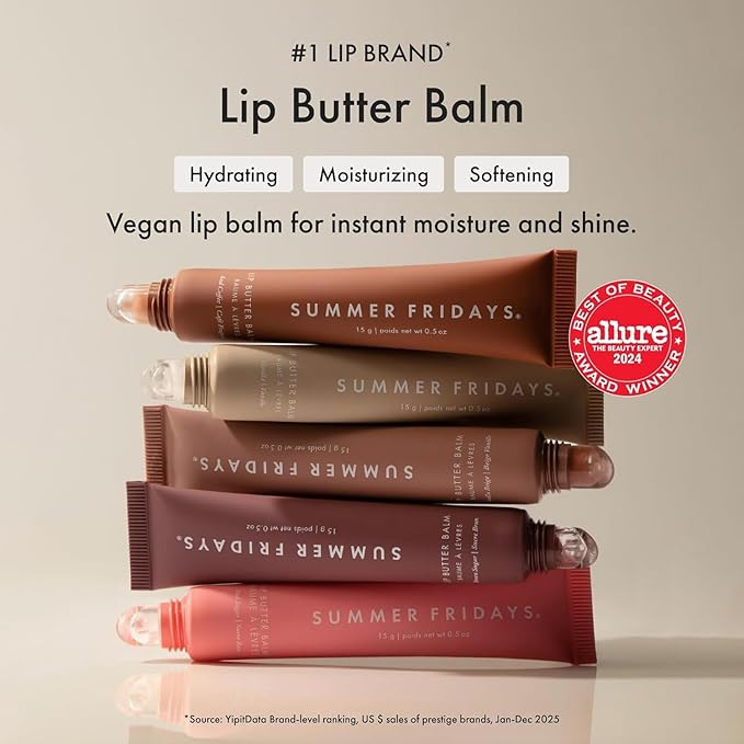 Summer Fridays Lip Butter Balm Sweet Pink Duo - Conditioning Tinted Lip Balm + Overnight Mask for Instant Shine + Color - With Hydrating Shea Butter - Strawberry Soft Serve + Birthday Cake (2 Count)