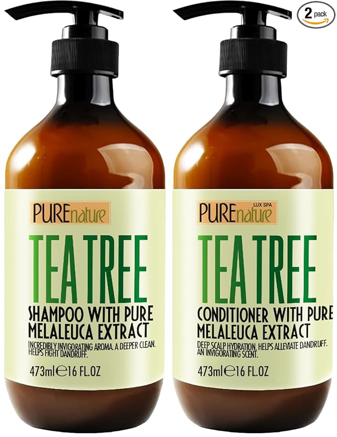 Tea Tree Oil Shampoo and Conditioner Set - Sulfate and Paraben Free Treatment for Oily Hair and to Help Reduce Your Itchy and Dry Scalp - Healthy Anti Dandruff Formula for Men and Women
