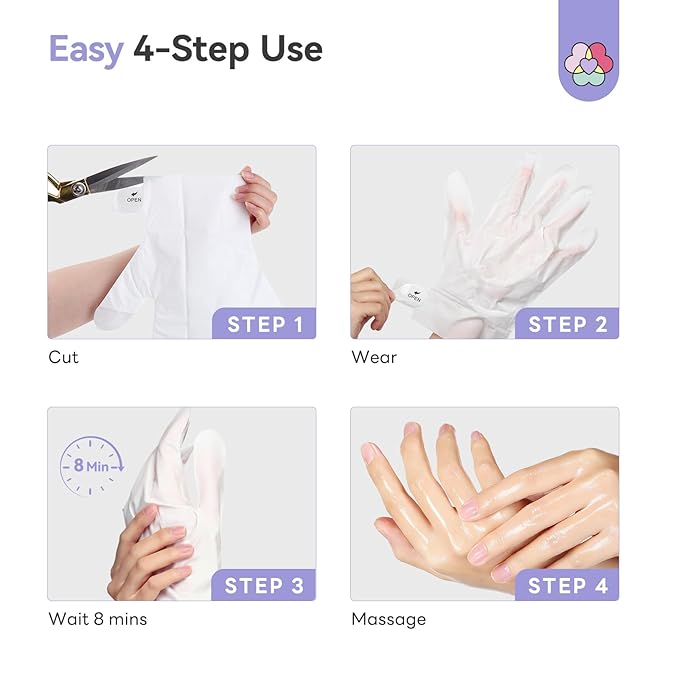 SAVILAND Intensive Repairing Hand Mask: 8-Minute Rescue Moisturizing Gloves with Shea Butter Aloe Honey for Extra Dry Skin Extreme Cracked Hands Sensitive Skin Friendly Hand Moisturizer Gloves 6 Pairs