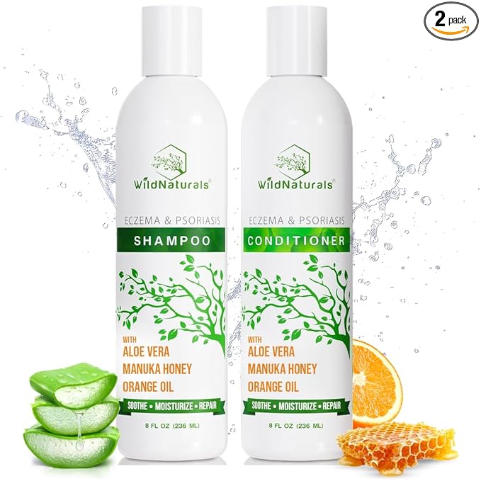 Eczema Psoriasis Shampoo & Conditioner Set for Men & Women - Anti Dandruff Shampoo for Dry Scalp & Hair - Seborrheic Dermatitis for Itchy Scalp Treatment - Eczema for Psoriasis