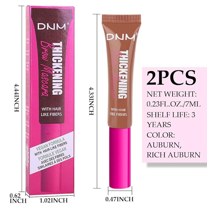 Tinted Thickening Brow Mascara,Tinted Eyebrow Gel,Waterproof, Transfer-proof, Brush to Fill in Eyebrows and Cover Gray Hairs - Cruelty Free (2pcs 03 Auburn &04 Rich Auburn)
