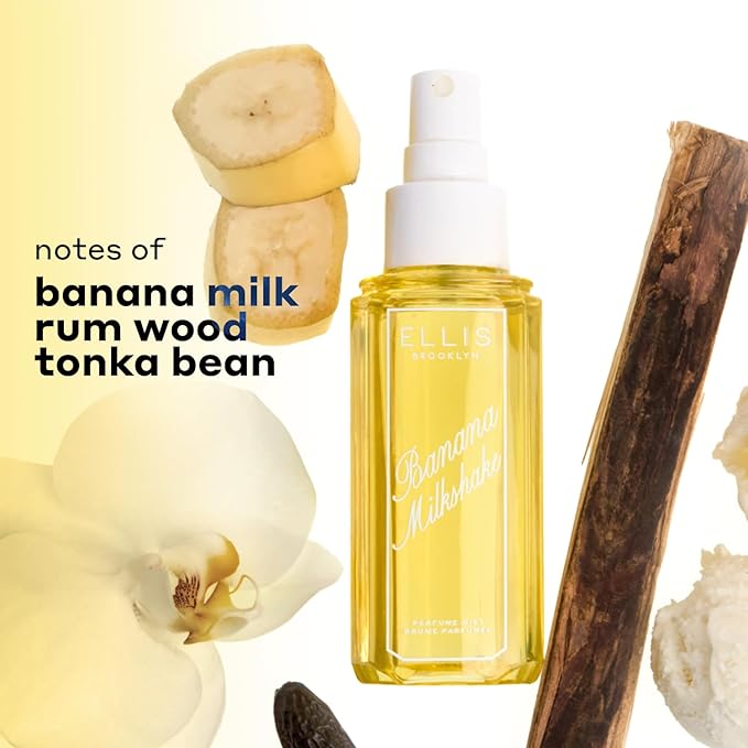 Ellis Brooklyn BANANA MILKSHAKE Perfume Mist, Sweet Gourmand Fragrance with Banana Milk, Vanilla & Tonka Bean, Vegan Perfume, Made In The USA, 240ml / 8.1 fl oz