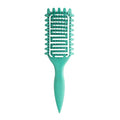 Curl Defining Brush for Curly Hair, Vented Detangling Hair Brush for Wet and Dry Styling, Curved Brush for Shaping and Smoothing Curl Clumps, Lightweight Hair Brush （Green）