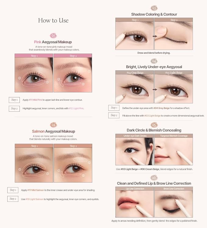 Heart Percent Dote On Mood Gel Eyeliner Pencil – Long-Lasting Waterproof Smudge Proof Smooth Retractable, Aegyo Sal Makeup, Under Eye Highlighter with Built-In Sharpener, #03. Light Beige