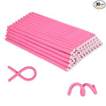 Heatless Curling Rod, 9.45" Soft Skinny Small Flexi Rod for Overnight Tight Curls Twist Heat-Free 60-Piece Flexible Curling Roller for Women Girl Long and Short Hair (0.31" Diameter, Pink)